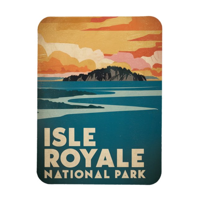Ímã Isle Royale National Park Retro Poster (Vertical)