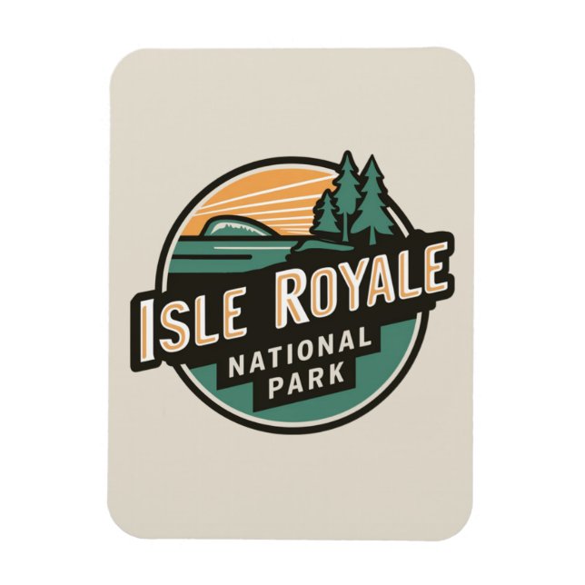 Ímã Isle Royale National Park Retro Viagem Emblem (Vertical)