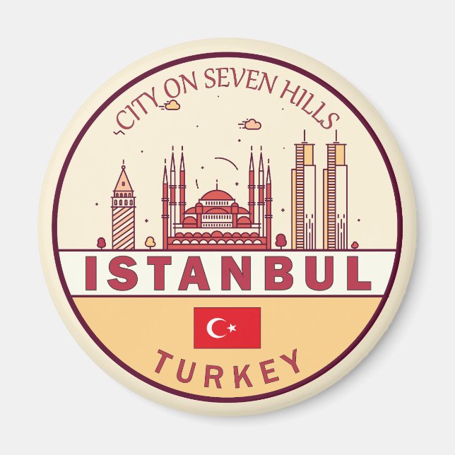 Imã Istambul Turquia Cidade Skyline Emblem (Frente)