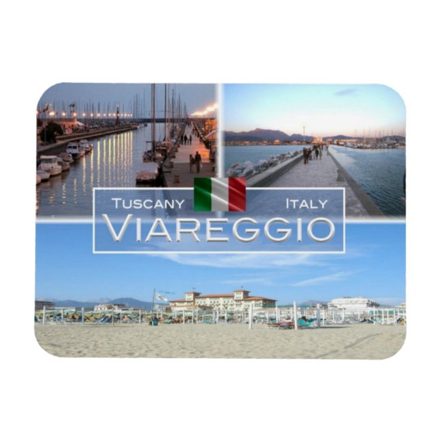 Ímã IT Itália - Viareggio - Pier e Marina Tourist - (Horizontal)