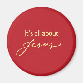 Imã It’s All About Jesus – Red & Gold Magnetic Decor
