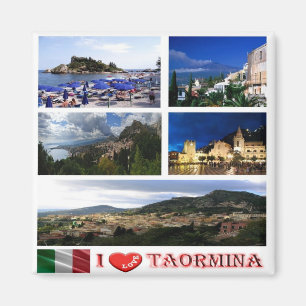 Imã IT - Sicília - Taormina - I Love - Collage Mosaic