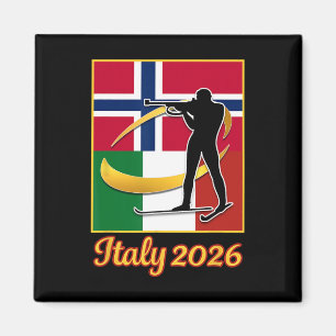 Imã Itália 2026 Biathlon Noruega E Itália Flag Winter