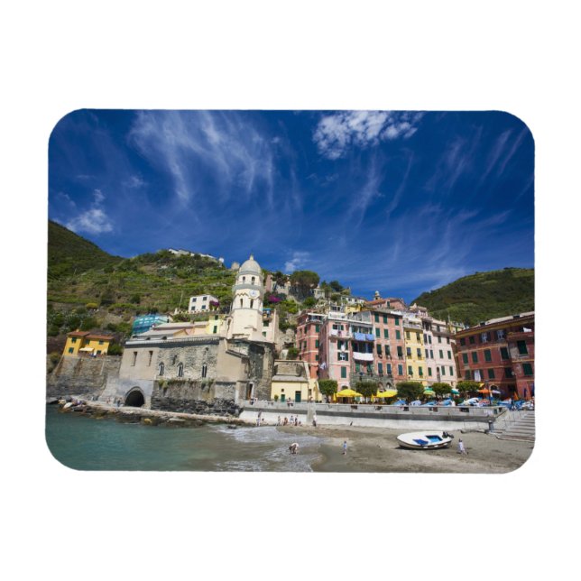 Ímã Itália, Cinque Terre, Vernazza, Porto e Igreja 2 (Horizontal)