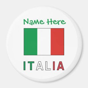Imã Itália e Bandeira Italiana Green Personalização 