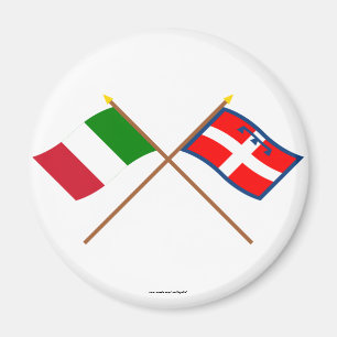 Imã Italia e bandeiras cruzadas Piemonte