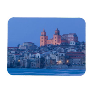 Ímã Itália, Sicília, Cefalù, Vista com Duomo a partir