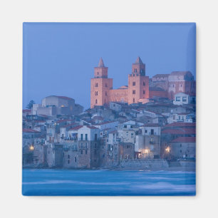 Imã Itália, Sicília, Cefalù, Vista com Duomo a partir