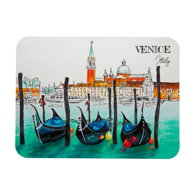 Ímã Itália Viagem - Souvenir de aquarela VENICE (Horizontal)