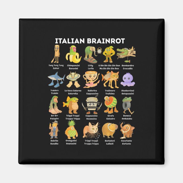 Imã Italian Brainrot Meme For Kids Boy Men Women  (Frente)