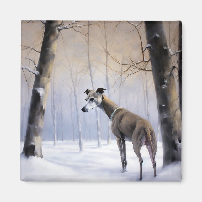 Imã Italian Greyhound Deixe Nevar Natal (Frente)