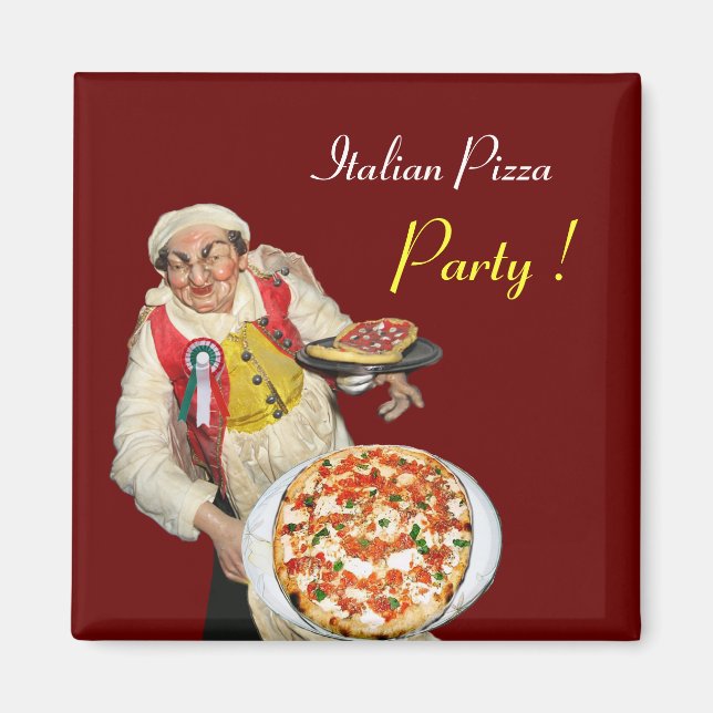 Imã ITALIANO PIZZA, vermelho (Frente)
