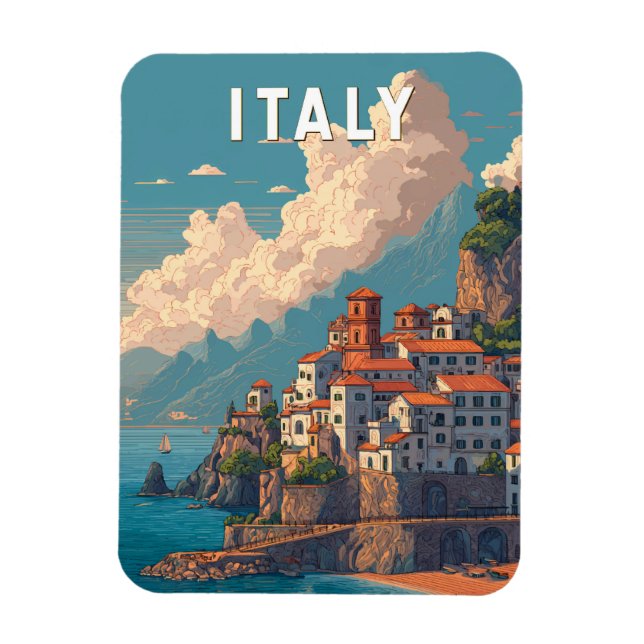 Ímã Italy Illustration Travel Art Vintage (Vertical)