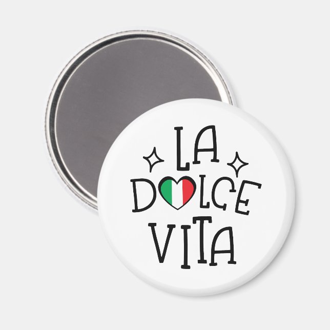 Imã Italy Souvenir La Dolce Vita Heart Flag (Front/Back)