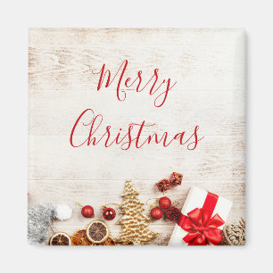 Imã Itens de Natal em um Conselho Russo de Madeira