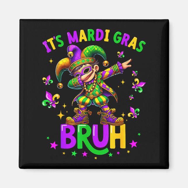 Imã It's Mardi Gras Bruh Dabbing Leprechaun Jester New (Frente)