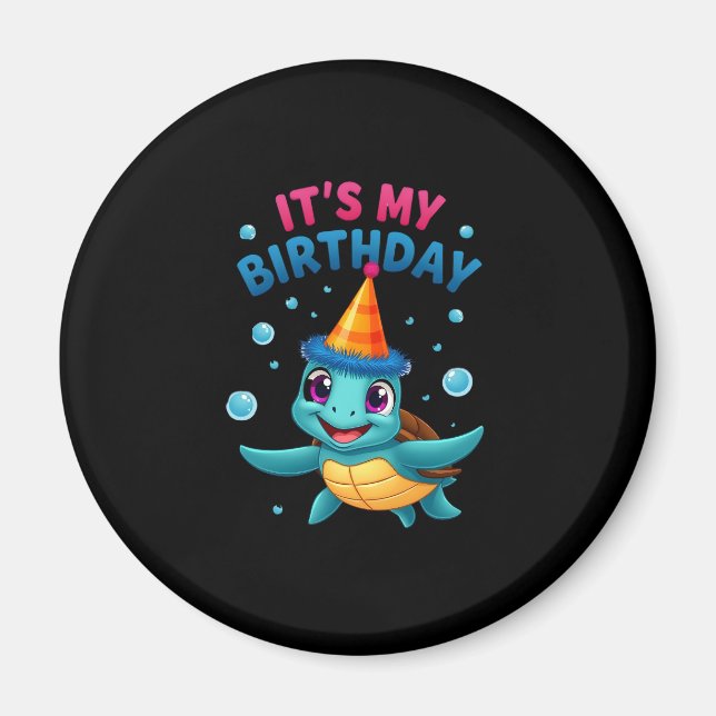 Imã It's My Birthday Cute Sea Turtle Ocean Birthday Pa (Frente)