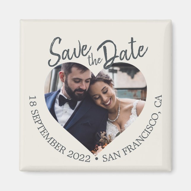 Imã Ivory Photo Modern Script Save the Date (Frente)