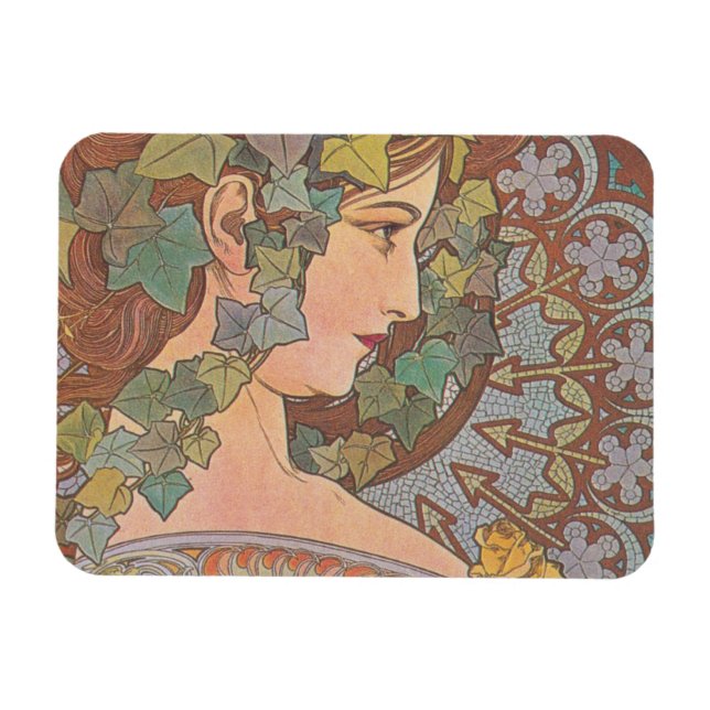 Ímã Ivy - Alphonse Mucha (Horizontal)