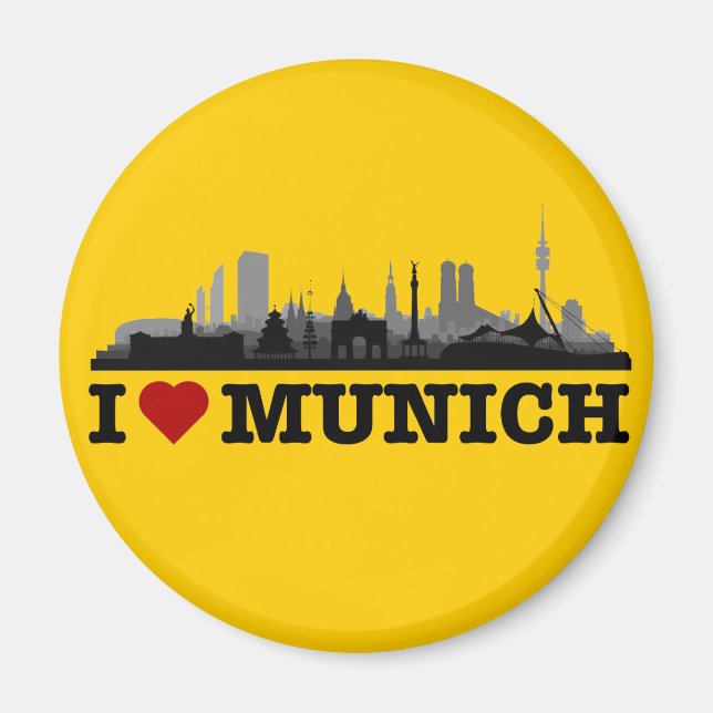 Imã J München love cidade Skyline - íman de (Frente)