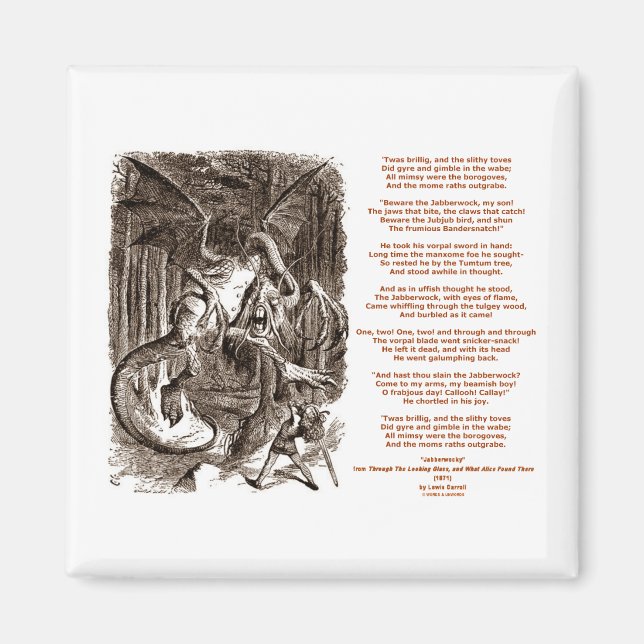 Imã Jabberwocky Poem por Lewis Carroll (Frente)