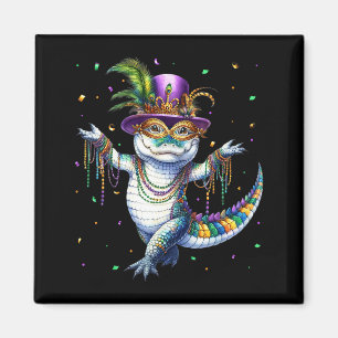 Imã Jacaré divertido do Mardi Gras dançando Carnaval