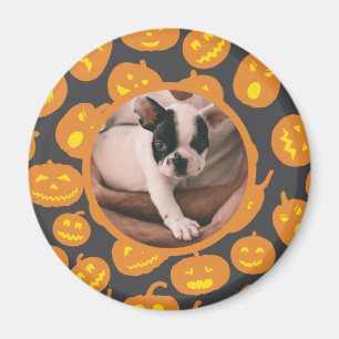 Imã Jack O Lantern Pattern Pumpkins com Pet Photo