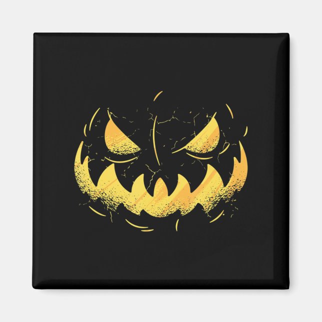 Imã Jack O Lanterna Assustado Pumpkin Esculpido No Dia (Frente)