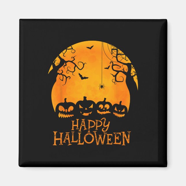 Imã Jack O Lanterna Face Feliz Halloween Pumpkins Men  (Frente)