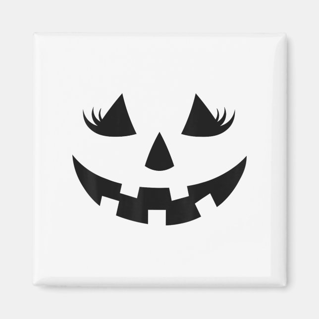 Imã Jack O Lanterna Face Pumpkin Eyelashes Halloween W (Frente)