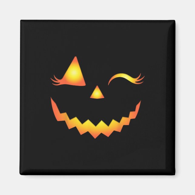 Imã Jack O Lanterna Face Pumpkin Eyelashes Hallowen Co (Frente)