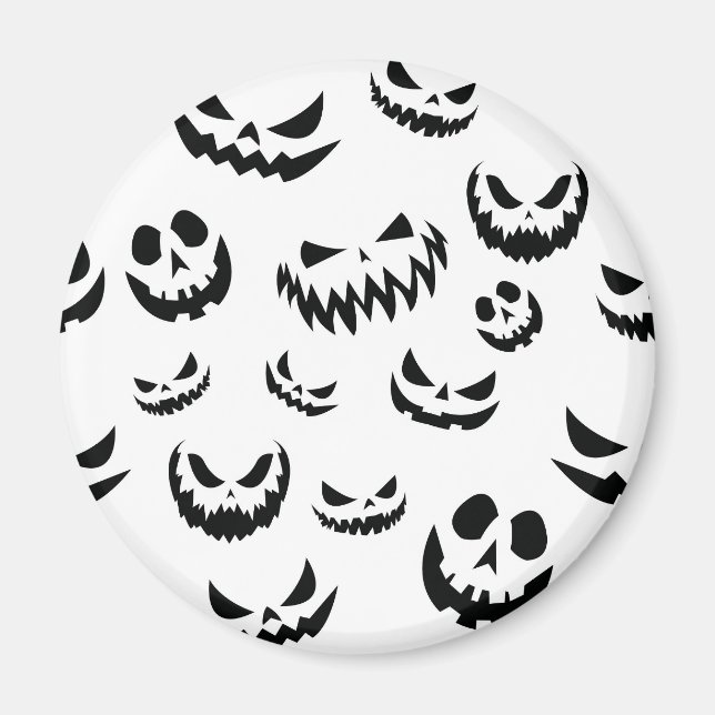 Imã Jack O Lanterna Pumpkin Rosto Preto e Branco (Frente)