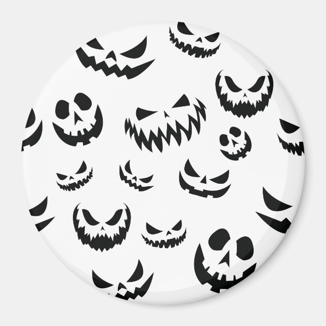 Imã Jack O Lanterna Pumpkin Rosto Preto e Branco (Frente)