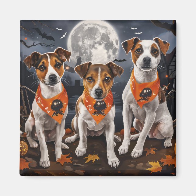Imã Jack Russell Halloween Assustador (Frente)