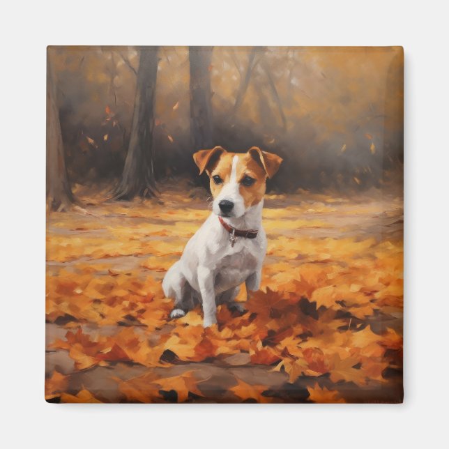 Imã Jack Russell no Outono Folhas Caem Inspiram (Frente)