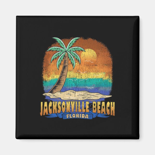 Imã Jacksonville Beach Flórida Vintage - Sov Afastado (Frente)