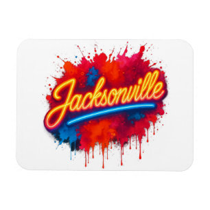 Ímã Jacksonville Retro Neon Street Art Design