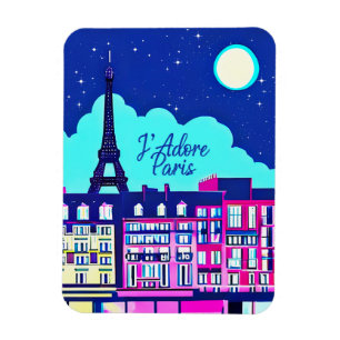 Ímã J'adore Paris - Fantasia Paris sob lua cheia