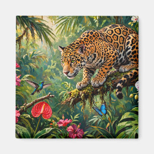 Imã Jaguar Floresta Tropical Beija-flores Borboletas F