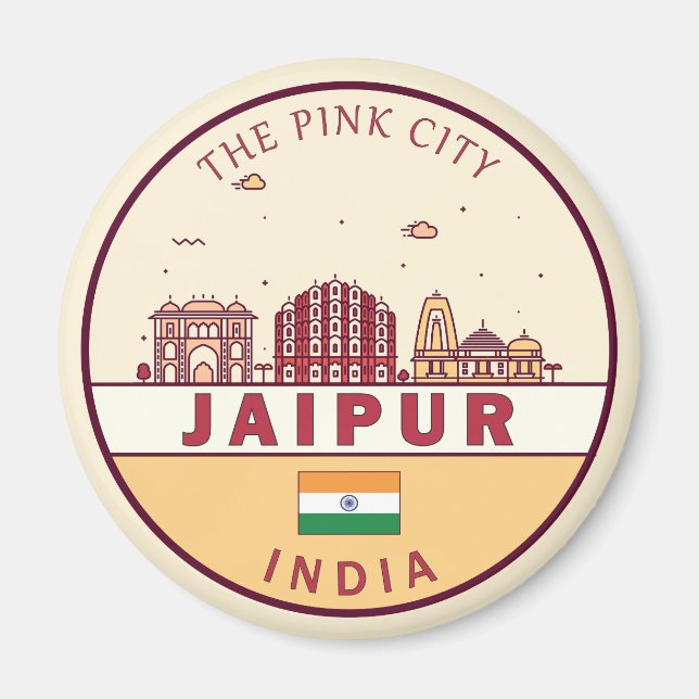 Imã Jaipur India City Skyline Emblem (Frente)