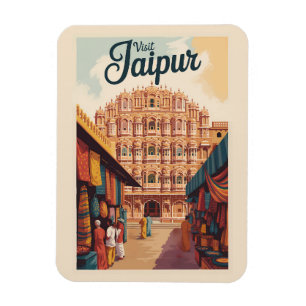 Ímã Jaipur India Hawa Mahal Ilustração Viagem Art
