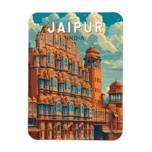 Ímã Jaipur India Illustração Viagem Art Vintage