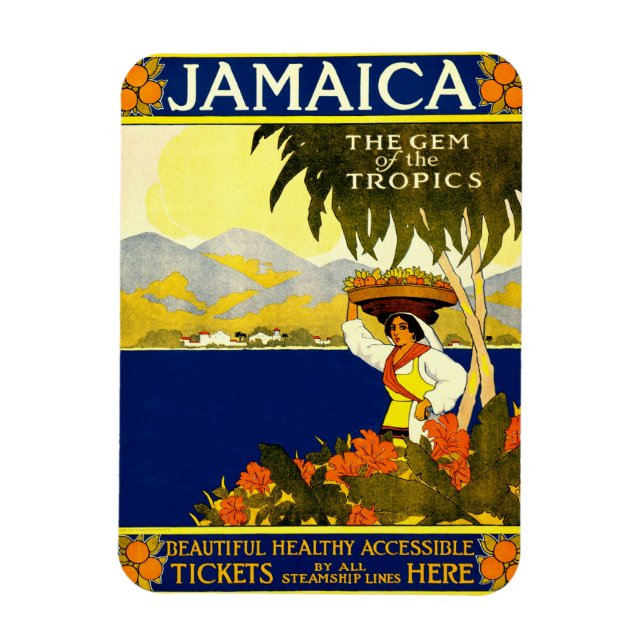 Ímã Jamaica, a Gema do Poster de viagens dos Trópicos  (Vertical)