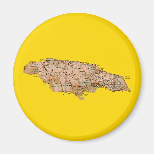 Imã Jamaica Map Magnet (Frente)
