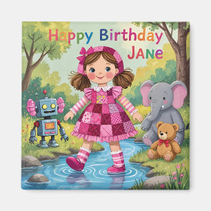 Imã JANE ~ ANIVERSÁRIO Menina fofa Elefante Robô Teddy