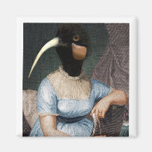 Jane Austen com cabeça de pássaro
