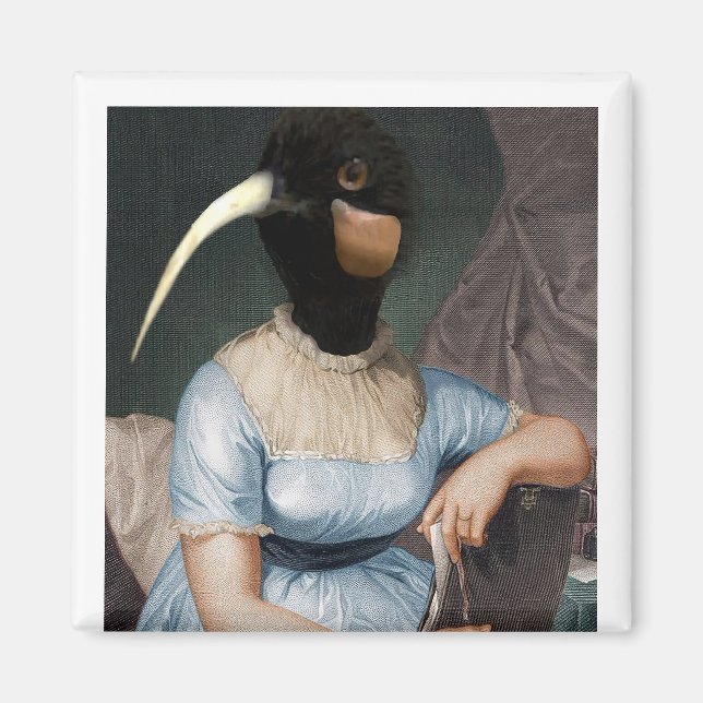 Imã Jane Austen com cabeça de pássaro (Frente)