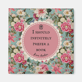 Imã Jane Austen Quote with Vintage Flowers