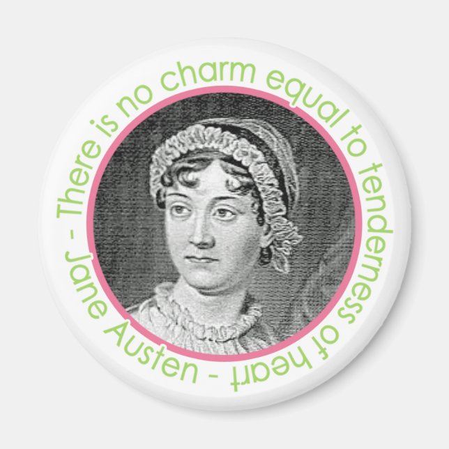Imã Jane Austen Retrato Com Magneta De Citação (Frente)