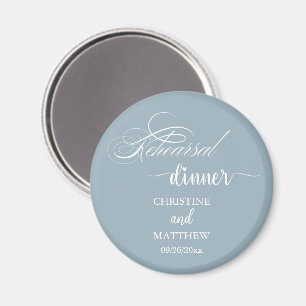 Imã Jantar de Ensaios Dusty Blue Caligrafia Elegante
